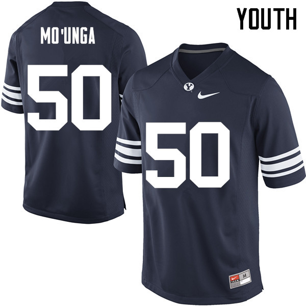 Youth #50 Tevita Mounga BYU Cougars College Football Jerseys Sale-Navy